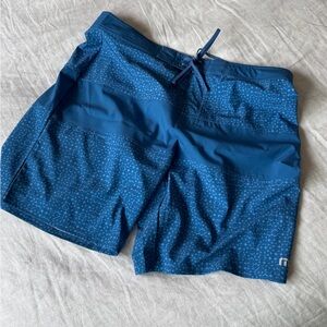 Travis Mathew Patterned Blue Board Shorts